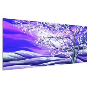 Tablou violet cu pom înflorit (Modern tablou, K013866K12050)