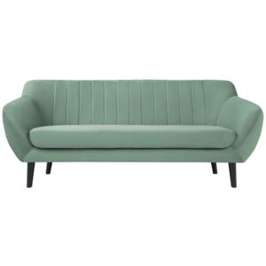 Canapea cu 3 locuri și picioare negre Mazzini Sofas Toscane, verde mentă
