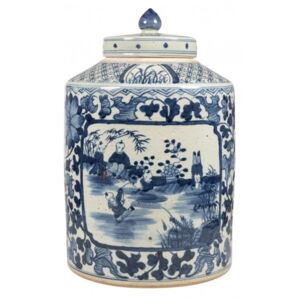 Vaza albastra din ceramica cu capac Delftware Versmissen