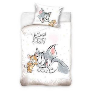 Lenjerie de pat Tom și Jerry pentru copii de grădiniță (alb)