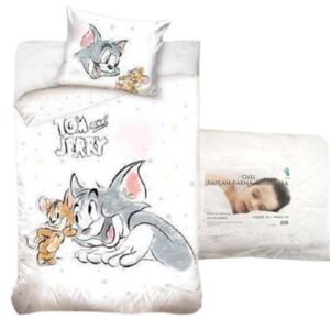 Set lenjerie de pat Tom și Jerry pentru copii de grădiniță (alb)