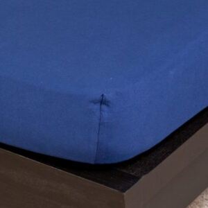 Cearșaf Jersey cu elastic 140/160x200 cm (albastru închis)