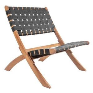 Scaun lounge pliabil maro/negru din lemn si nailon Weave Present Time