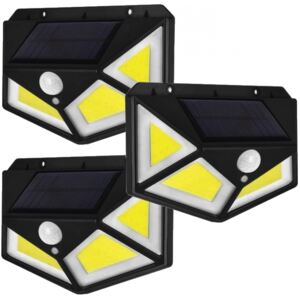 3 x Lampa Ultra COB 100 LED COB Solare cu senzor de miscare si lumina 3 moduri ILUMINARE