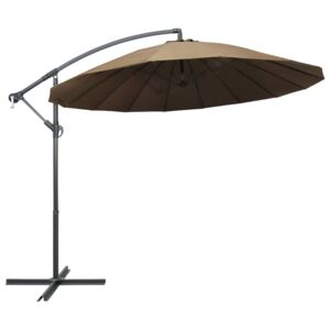 Umbrelă de soare suspendată, gri taupe, 3 m, stâlp de aluminiu