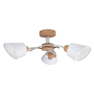 Lustra METTE WOOD cu 3 becuri- Stejar/Chrome/Alb