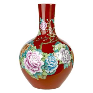 Vaza rosie pictata manual din portelan 57 cm Xiong Pols Potten