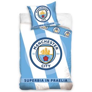 Lenjerie de pat Manchester City Superbia In Praelia, 140 x 200 cm, 70 x 80 cm