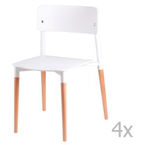 Set 4 scaune cu picioare din lemn sømcasa Claire, alb