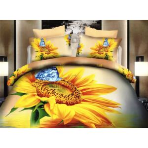 Lenjerie de pat dublu 3D - Floarea soarelui