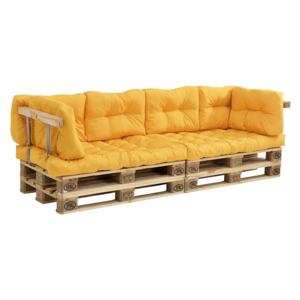 [en.casa]® Set perne design mobilier paleti - 2 x perna sezut - 6 x perna spate - galben mustar