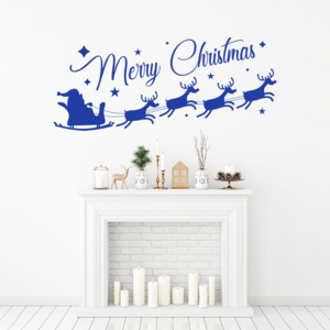 Merry Christmas Santa II. - autocolant de perete Albastru 100 x 40 cm