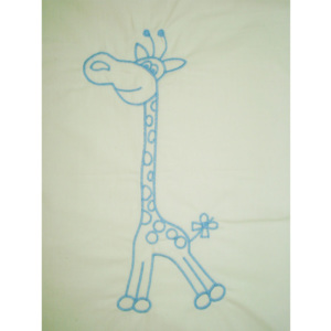 MyKids Lenjerie cu broderie- Giraffe Albastru 5 Piese 120 cm x 60 cm