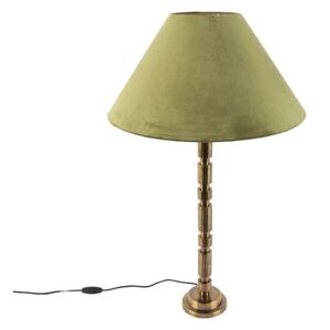 Lampă de masă Art Deco cu nuanță de velur verde 50 cm - Torre