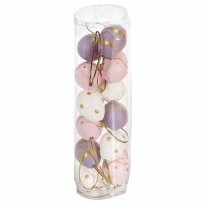 Set 12 oua decorative plastic suspendabile mov roz alb