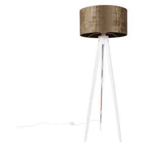 Lampă de podea modernă trepied alb cu nuanță maro 50 cm - Tripod Classic