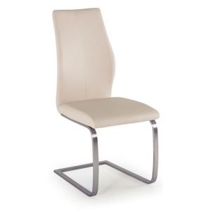 Set 2 scaune tapitate cu piele ecologica, cu picioare metalice Irma Ivory, l45xA60xH102 cm