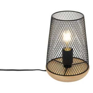 Lampă de masă design negru cu lemn - Bosk