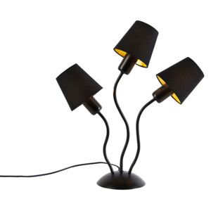 Lampă de masă de design negru cu 3 lumini cu capace de fixare - Wimme