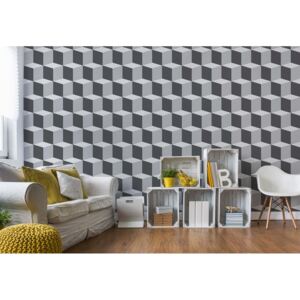 Fototapet GLIX - Geometric White And Grey + adeziv GRATUIT Tapet nețesute - 368x254 cm