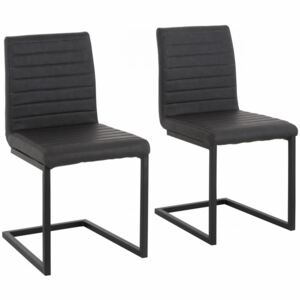 Set de 2 scaune Sabine piele sintetica/metal, negru, 54 x 59 x 87 cm