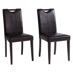 Set de 2 scaune de living Siena piele sintetica/lemn, maro inchis, 43 x 57 x 92 cm