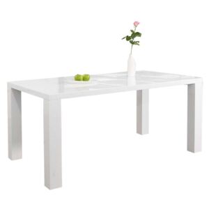 Masă de dining Gloss 120x80x76 cm, MDF, alb