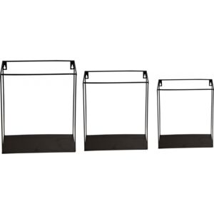 Set 3 etajere din metal negre Mosel 35x25 / 30x21,5 / 25x15 cm