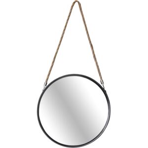 Oglindă rotunda cu rama metalica neagra Hannah 30 cm