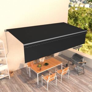 Copertină retractabilă manual cu stor, antracit, 6x3 m