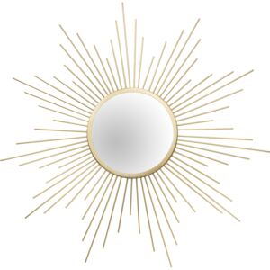 Oglinda rotunda cu rama din metal aurie Sun 60 cm