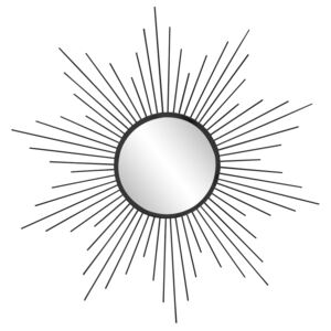 Oglinda rotunda cu rama din metal neagra Sun 60 cm