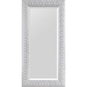 Oglinda dreptunghiulara cu rama din lemn alb / argintiu Scarlett 100x200 cm