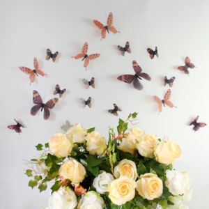 Set 18 autocolante adezive 3D Ambiance Butterflies Chic, maro