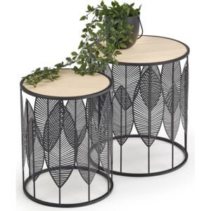 Set măsuțe laterale Houston 974, Maro deschis, Negru, Metal, 45cm, 4.7 kg