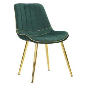 Set 2 scaune Paris, 79x51x59 cm, lemn de pin/ metal/ poliester, verde/ auriu