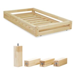 Set sertar natural pentru pat și 4 picioare înălțătoare, pentru patul Benlemi 80 x 160 cm