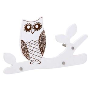 Cuier de perete Owl, 22x40x7 cm, mdf, alb/ maro