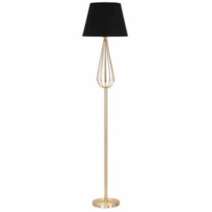 Lampadar Ovy, 162x40x40 cm, metal/ pvc/ textil, auriu/ negru