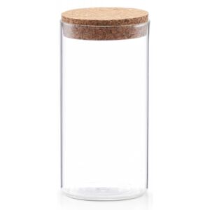 Borcan transparent/maro cu capac din sticla si pluta 550 ml Storage Jar Cork Bigger Zeller