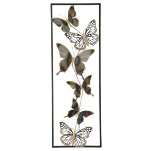 Decorațiune de perete Butterfly, 90x31x2.5 cm, metal, negru/ argintiu