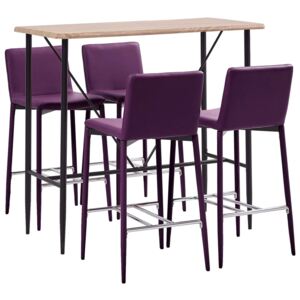 Set mobilier de bar, 5 piese, violet, piele ecologică