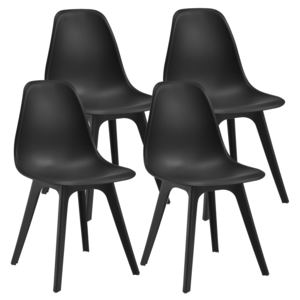 [en.casa]® Set patru bucati scaune design Ava, 83 x 54 x 48 cm, plastic, negru