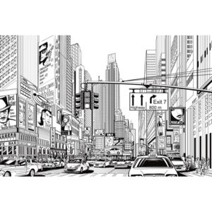 Tapet alb/negru din hartie cu fibre de nailon Cartoon City Rebel Walls