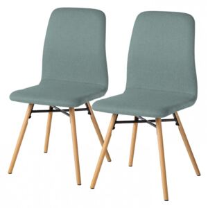 Set 2 scaune Daleras, tesatura si lemn masiv, verde menta