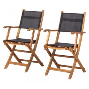 Set de 2 scaune Aka Nature I rabatabile Textil/ lemn masiv de salcam