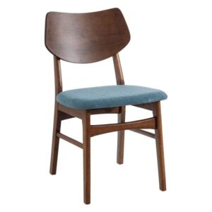 Scaun din lemn cu sezut albastru din textil Simple Ixia
