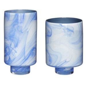 Set 2 vaze albe/albastre din sticla Nano Hubsch