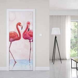 GLIX Tapet netesute pe usă - Modern Tropical Flamingos