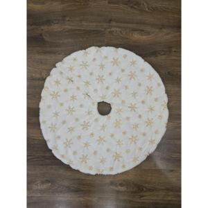 Covoraș alb de pus sub brad cu fulgi aurii 122cm